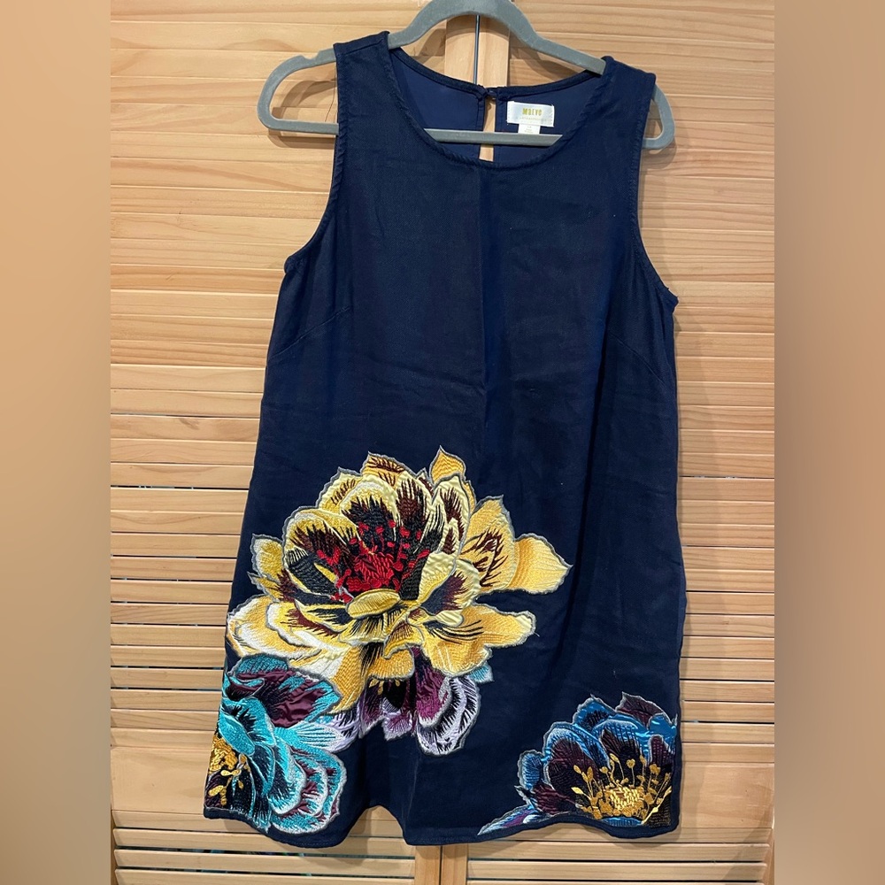 Maeve Navy Embroidered Flower Dress